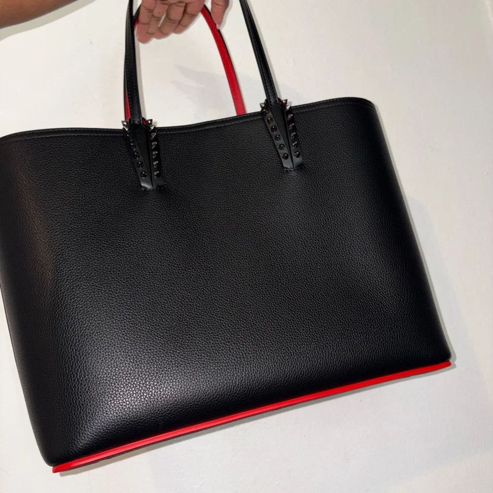 Christian Louboutin Cabata Studded Tote — Black & Signature Red — Brand New